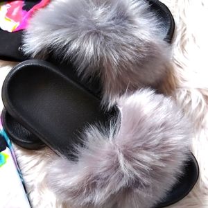 Gray Furry Slides